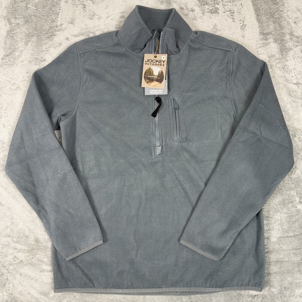 NEW‎ Jockey Gray Men's 1/2 Zip Up Mock Neck Pullover Size M